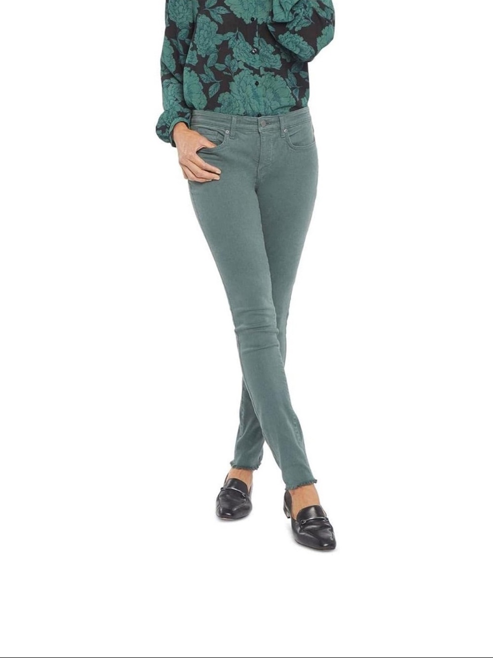 NYDJ Ami Skinny Fray Hem in Evergreen Evergreen